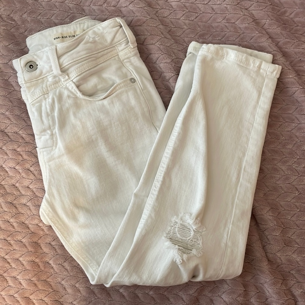 ☀️SOLD☀️ Anthropologie high-rise slim white denim jeans - Picture 2 of 6